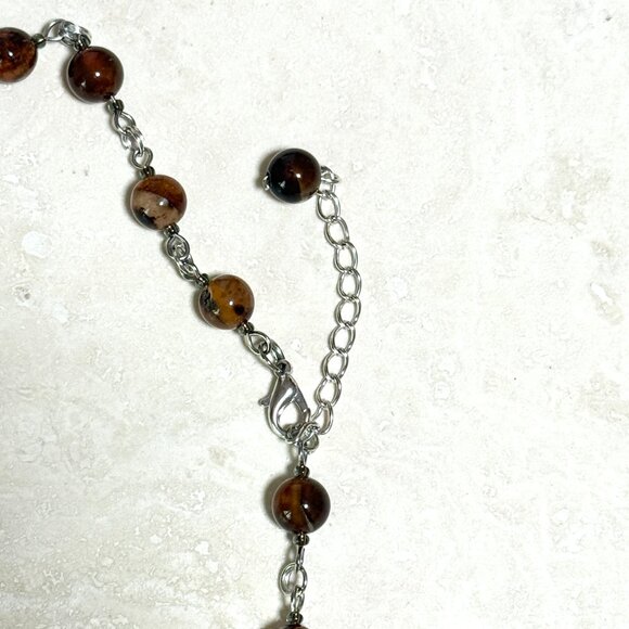 Genuine Earthy Carnelian Agate Short Necklace, Gemstone & Slim Cat Pendant - Picture 12 of 15